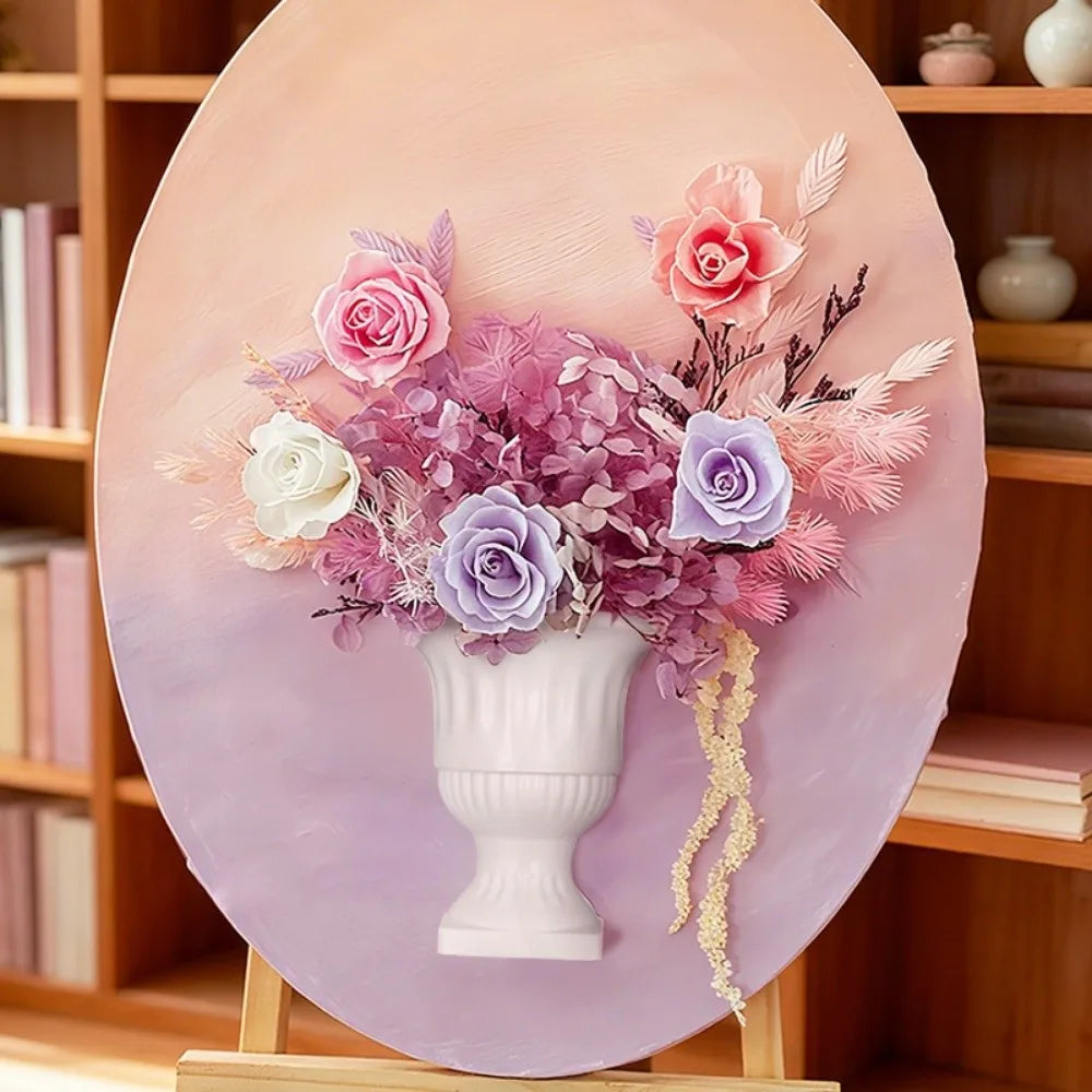 vase mural blanc classique rayures verticales opaque arrangement floral diy