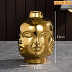 Vase céramique moderne vase table blanc visage sculpté lèvres sculptées art déco