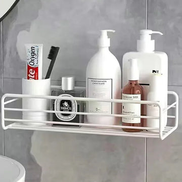 étagères salle bain noir grille métal moderne adhésif papier toilette brosse dents dentifrice cosmétiques