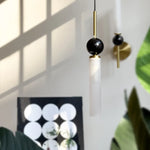 lampe suspendue moderne sphère noire tube blanc doré led salon chambre