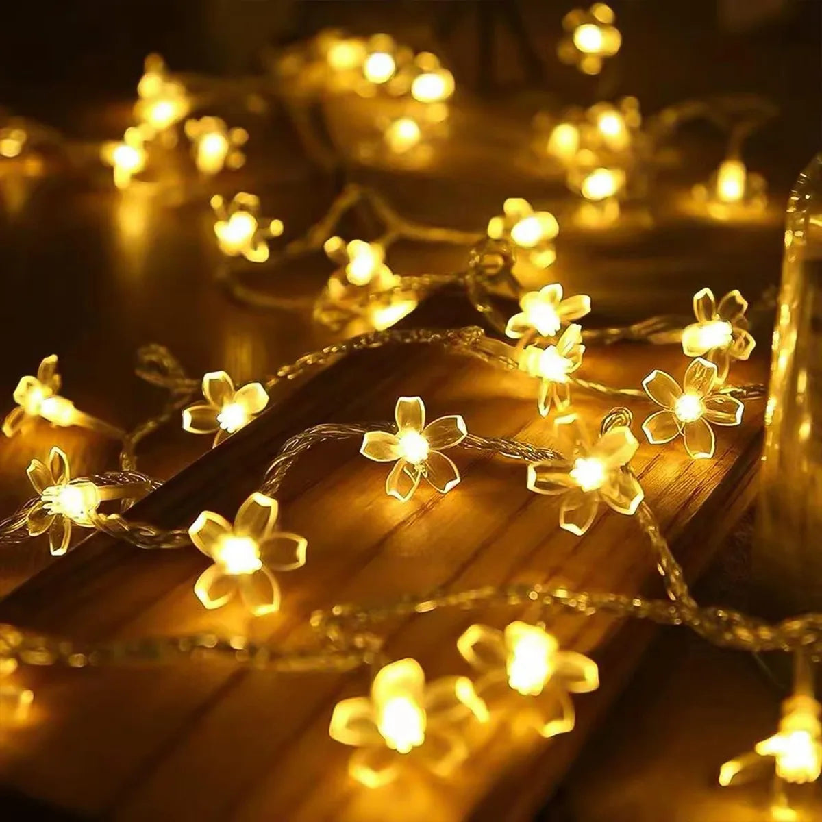 guirlande lumineuse fleurs blanc jaune multicolore moderne led auto alimentée imperméable decoration mariage