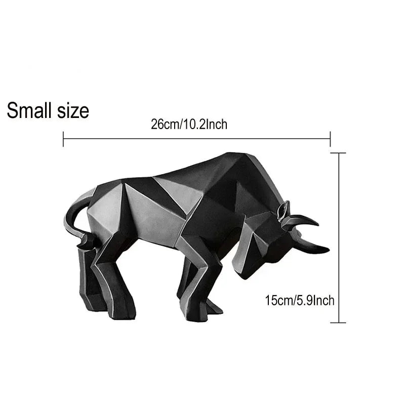 statue taureau résine noir rouge blanc contemporain minimaliste polygone géométrique adhesive decoration maison