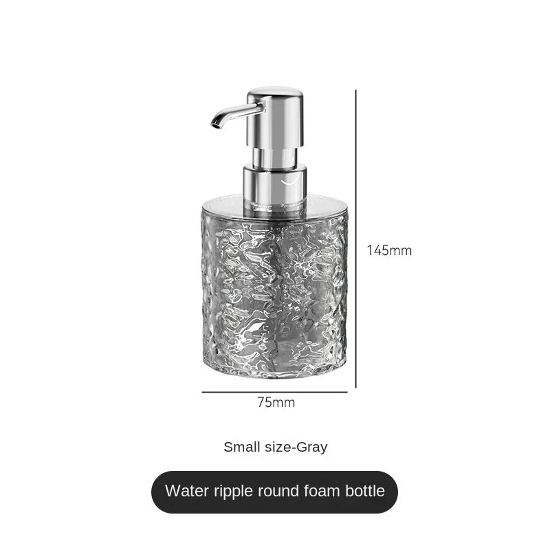 distributeur savon liquide transparent texture ondulée moderne salle bain cuisine rechargeable pump bouchon