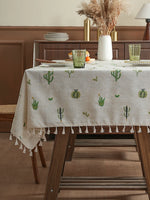 nappe table manger rustique boho chic cactus vert tissu épais printemps été automne hiverextérieur