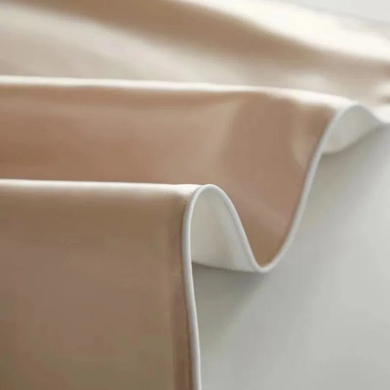 taie d'oreiller soie solide beige clair texture satinée anti acariens élégante maison 48x74CMversible