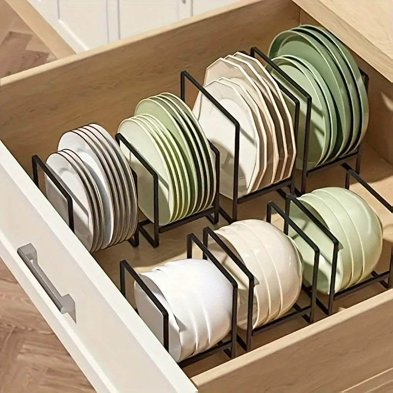 support assiettes métal noir moderne fixation clips rangement cuisine vaisselle organisation réutilisable élégant