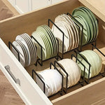 support assiettes métal noir moderne fixation clips rangement cuisine vaisselle organisation réutilisable élégant
