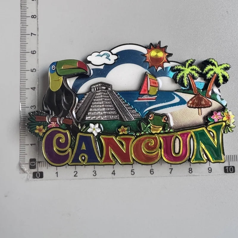 aimants réfrigérateur mexicains sombreros guitares cactus motifs floraux animaux exotiques souvenirs traditionnels multicolores