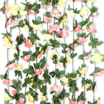 guirlande artificielle roses blanches vertes mariage décoration intérieure diy fleurs feuilles adhésif floral