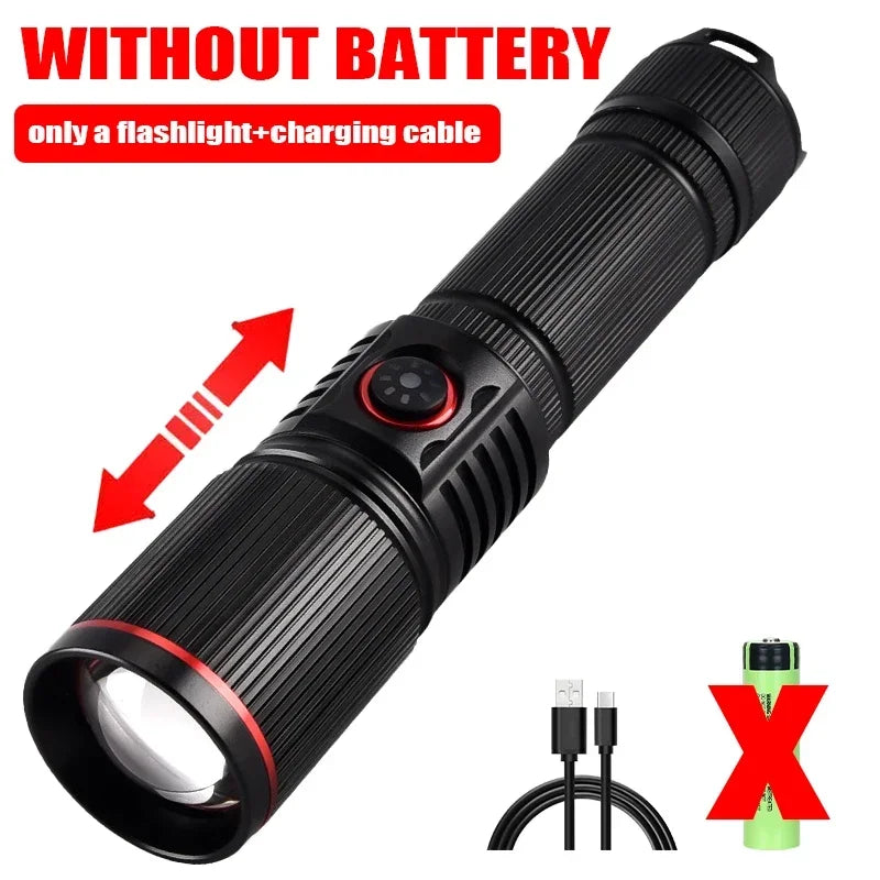 torche rechargeable 30w led noire camping intense réglable vertical moderne
