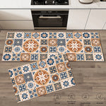 tapis sol antidérapant moderne patchwork bleu blanc beige orange 40x60cm 50x80cm