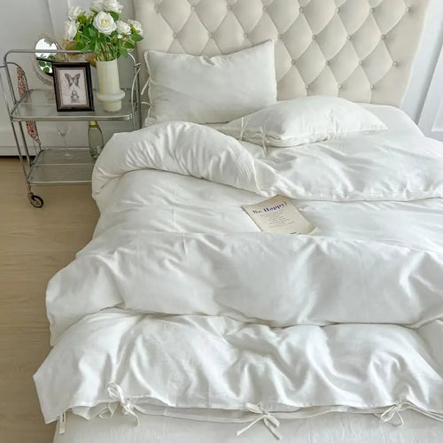 ensemble literie blanc minimaliste 100 coton doux drap housse taies oreillers moderne jacquard