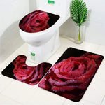 ensemble tapis bain salle bain rouge fleurs roses motif moderne coton doux décoratif