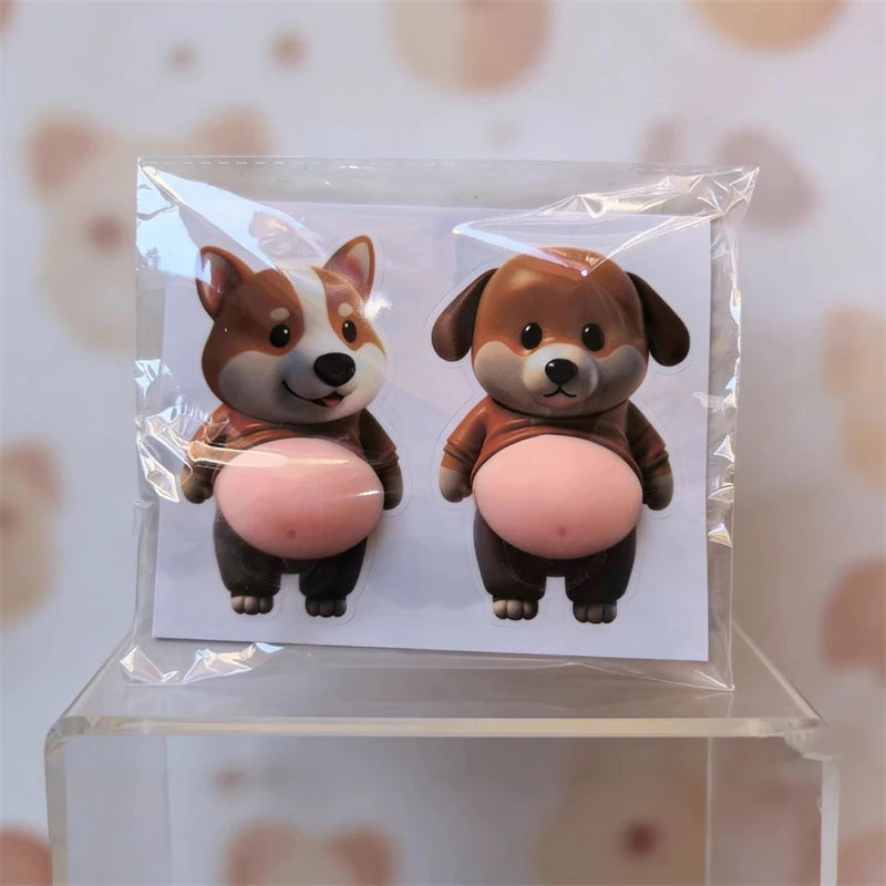 autocollants 3D animaux cartoon orange noir beige gris stickers téléphone réfrigérateur porte