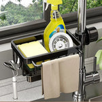 porte savon moderne porte accessoires cuisine noir finition lisse fixations brosse gant serviette
