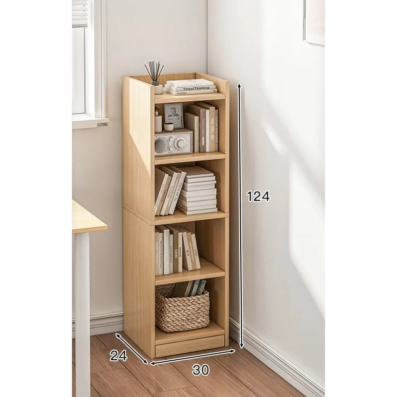 étagère bois moderne minimaliste niveaux blanc brun chambre salon bibliothèque rangement