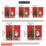 rideau noël classique père noël arbre décor rouge vert or flocons opaques polyester