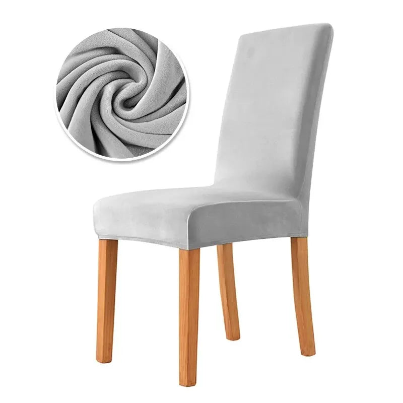 housse chaise velours gris moderne étendue mariage banquet salle manger echangetable sofa cover