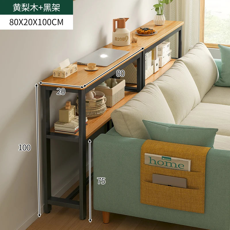 table d'appoint moderne bois naturel blanc poches plateau serviettes tasse