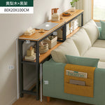 table d'appoint moderne bois naturel blanc poches plateau serviettes tasse