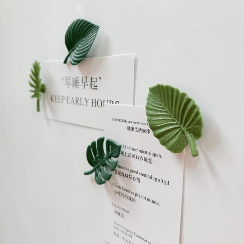 aimants décoratifs vert feuilles tropicales moderne aimants autocollants réfrigérateur set tropical magnets stickers