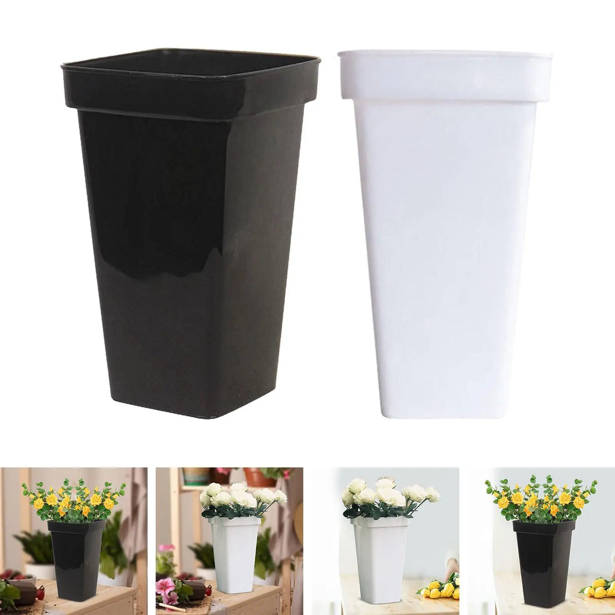 Pot fleurs moderne vase plancher bouquets décoration table blanc noir multifonctionalité