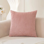 housse coussin velours côtelé rayée beige décorative canapé salon lit moderne doux