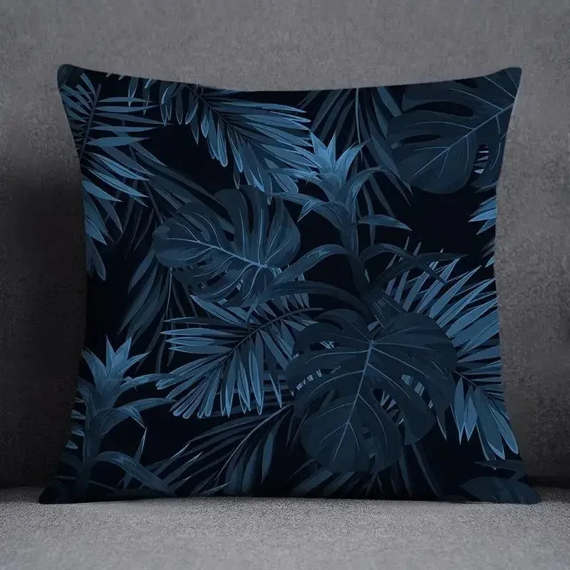 taies d'oreiller géométriques polyester bleu gris moderne maison 45x45cm non toxique respectueux environnement