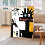 affiche art moderne pop dessin animé abstraite couleur noir jaune rouge self adhesive chambre