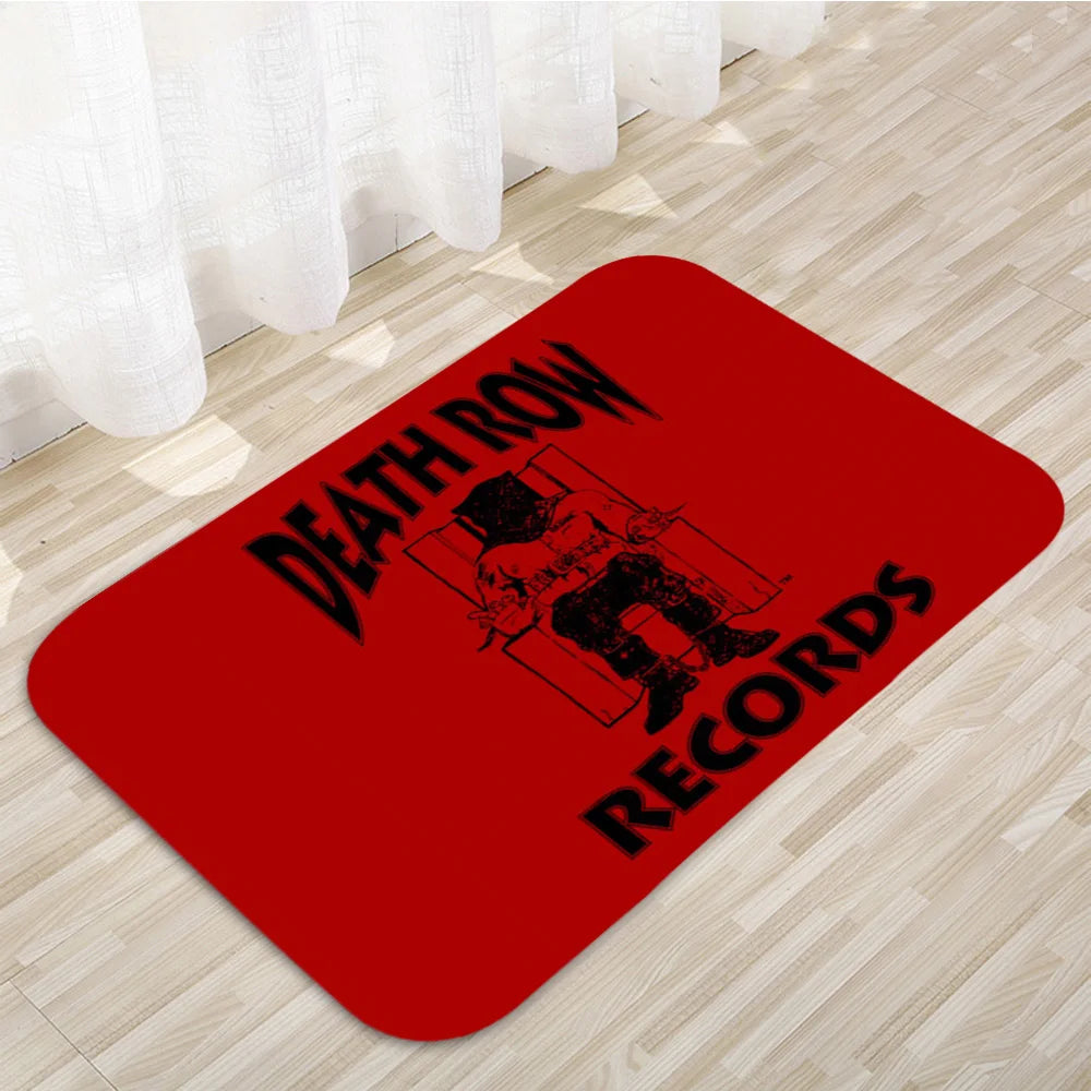 tapis noir rouge moderne logo death row records chaise motifs floraux tapisserie maison antidérapant