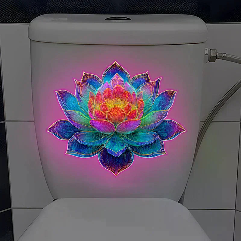 sticker mural multicolore fleur lotus moderne adhésif brillant nuit décoration salle bain chambre maison