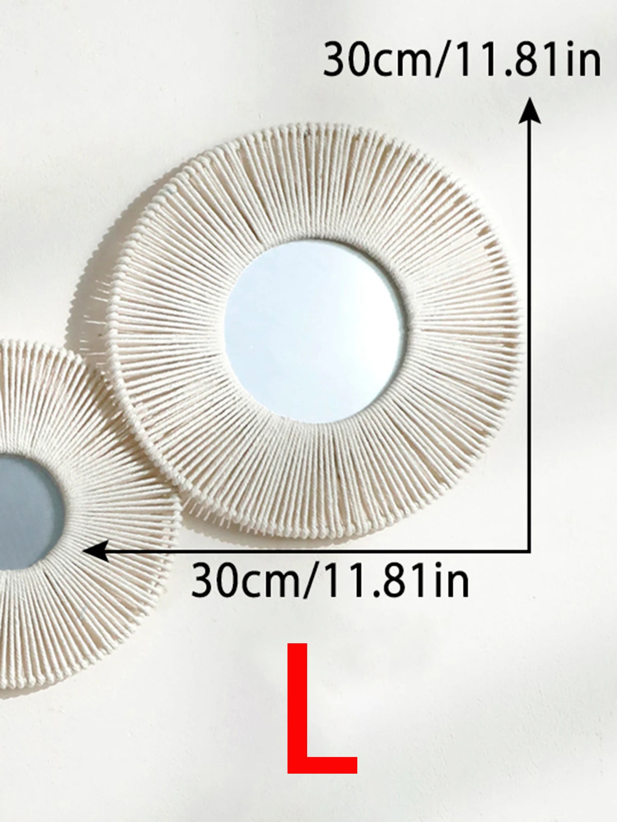 miroir mural rond tressé boho chic couleur beige noir blanc deco chambre salon