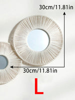 miroir mural rond tressé boho chic couleur beige noir blanc deco chambre salon