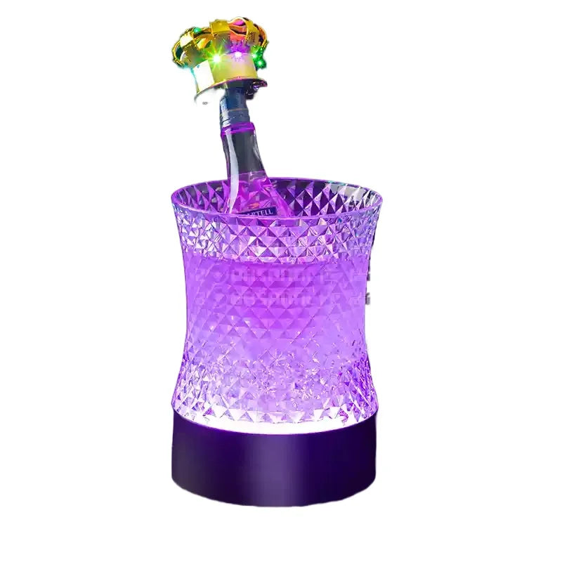 seau glace lumineux triangles relief moderne rouge vert bleu violet champagne élègant rechargeable