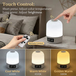 lampe chevet tactile rechargeable affichage heure beige blanc moderne