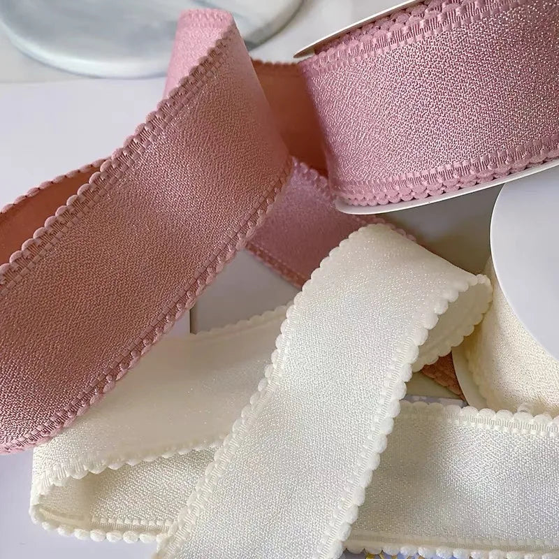 rubans polyester bords dentelés 4cm 10yards couleurs unies élégants décoration emballage cadeau mariage