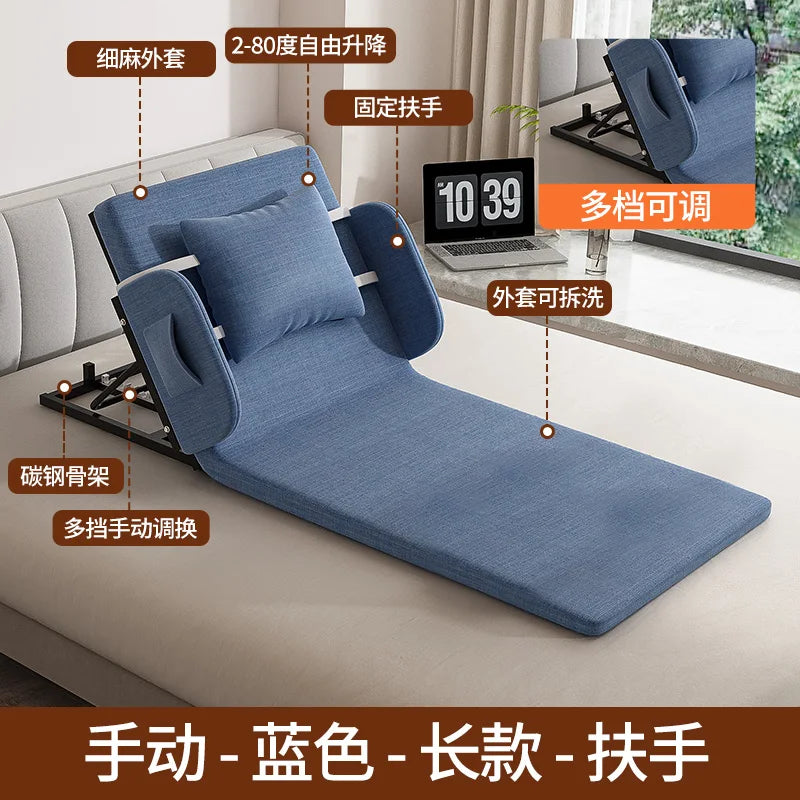 lit pliant moderne gris toile lin coussin oreiller support tablette