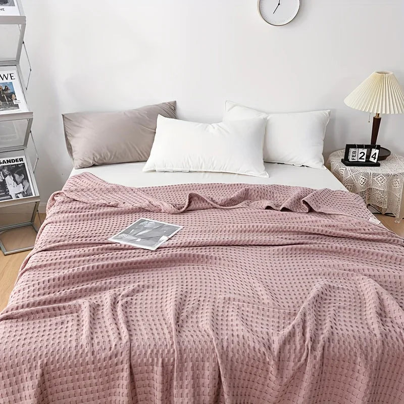 plaids coton gaufrés motifs carreaux jaune rose beige vert décontracté minimaliste literie 200x230cm 150x200cm