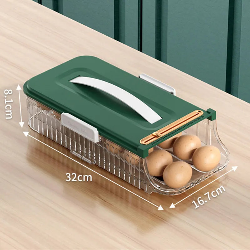 boîte œufs vert transparent réfrigérateur qualité alimentaire moderne pratique hermétique