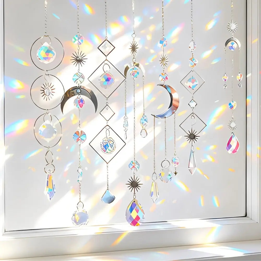 kits diy suncatchers bijoux cristaux irisés argentés formes géométriques bohèmes artisanal décoratif