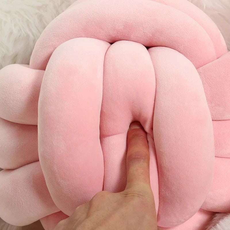 coussin décoratif rond peluche doux nœud décoration lit chambre enfant