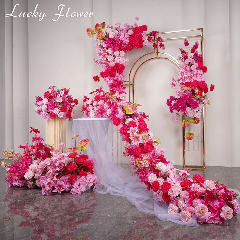 décoration extérieure mariage bouquet fleurs artificielles rose blanche verte moderne élégantextérieur