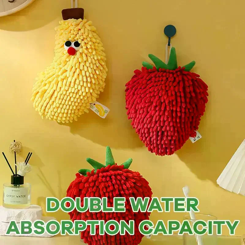 serviettes décoratives fruit forme banane fraise douces absorbantes cuisine ludiques mignonnes texturées filaments épais