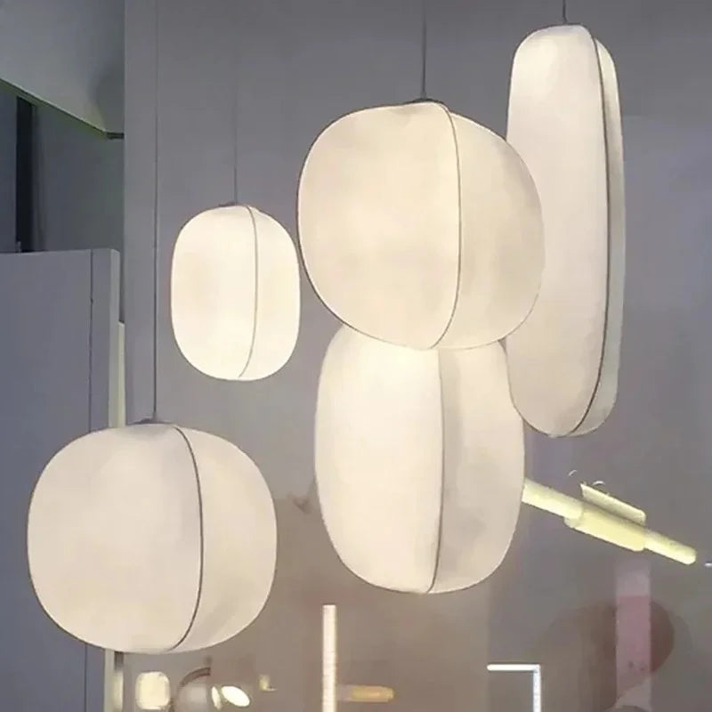 Suspension lumineuse moderne soie blanche opaque salon chambre d'hôtel led pendentif autonome
