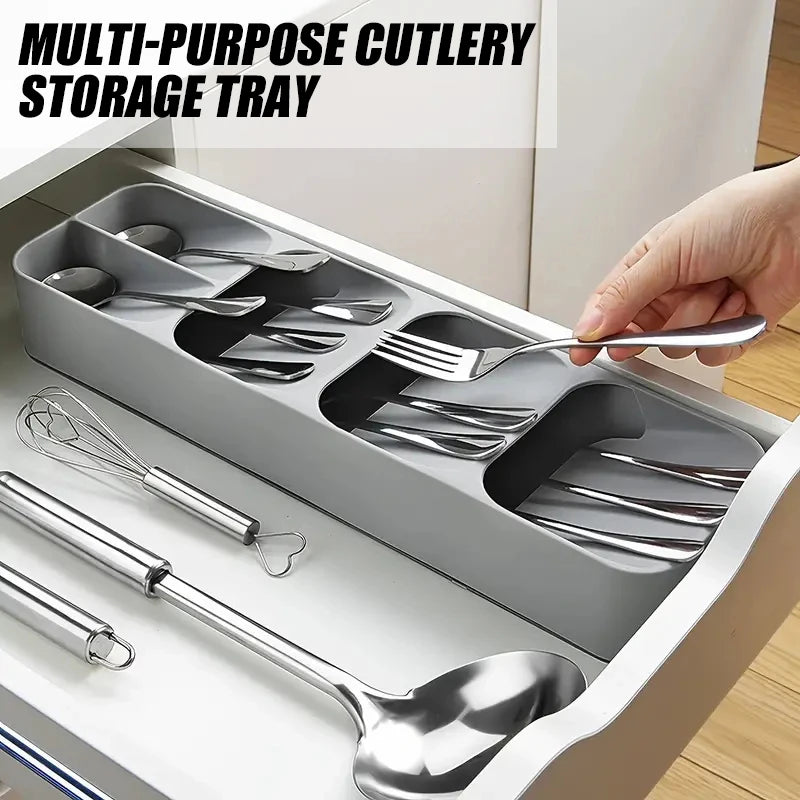 organisateur couverts gris moderne cuillères fourchettes couteaux batteur cuillère soupe rangement cuisine respectueux environnement