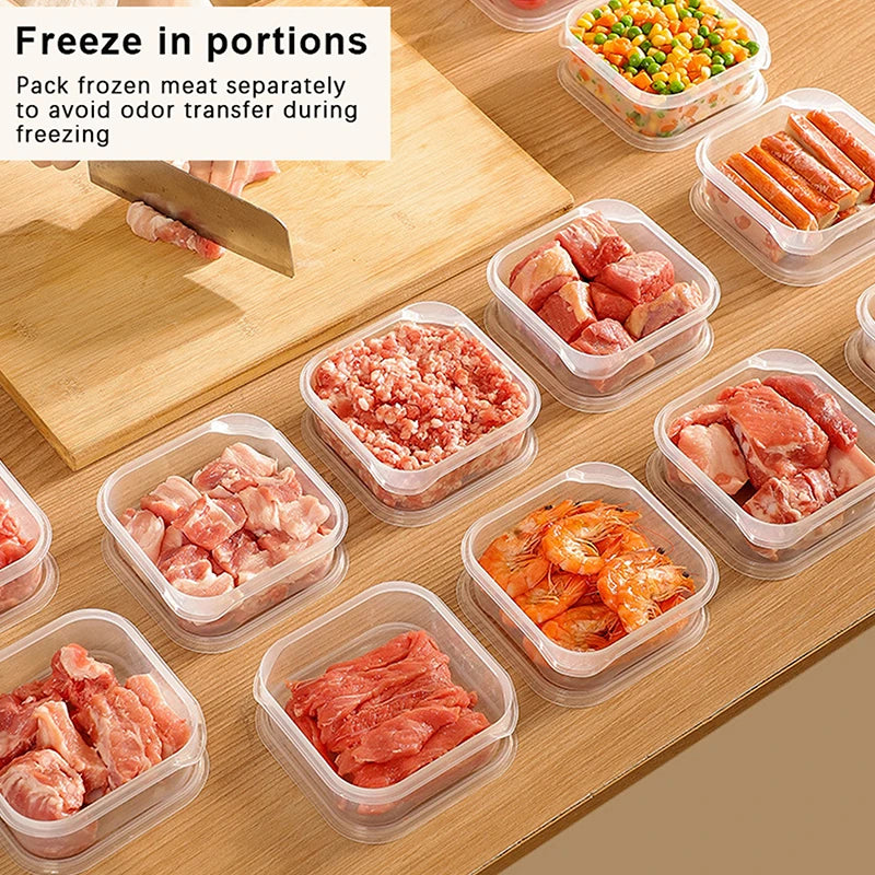 boîtes conservation alimentaires transparentes modernes poignées étiquettes fruits légumes viandes