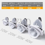 Spot LED Downlight 10W 20W 30W 40W Blanc Grille Refroidissement Moderne Clips Fixation