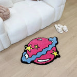 tapis rose étoiles dorées moelleux antidérapant polyester moderne salon chambre extérieur plage