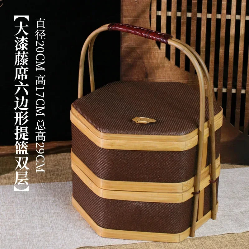 panier thé marron clair tissage rotin poignée traditionnel théière tasses blancs