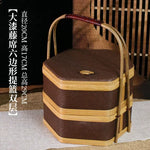 panier thé marron clair tissage rotin poignée traditionnel théière tasses blancs